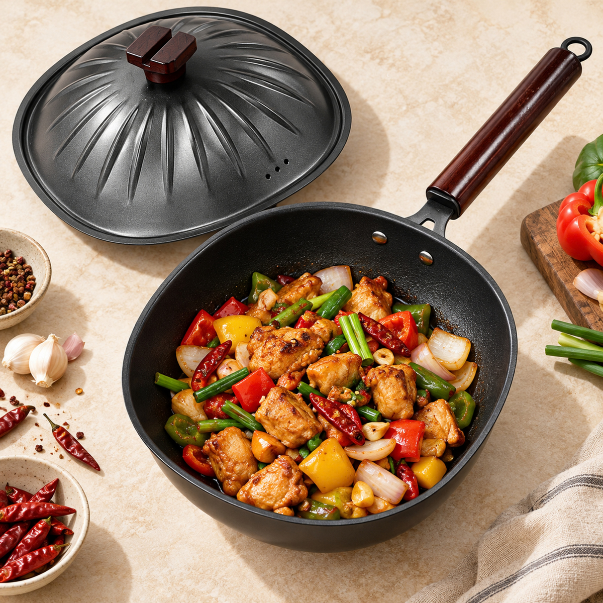 Vierkante Titanium Non-Stick Pan met Deksel