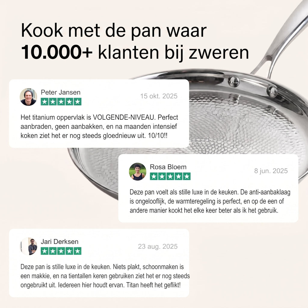 TEN® Gehamerde Titanium  Pan + Deksel - Tenkitchen.store