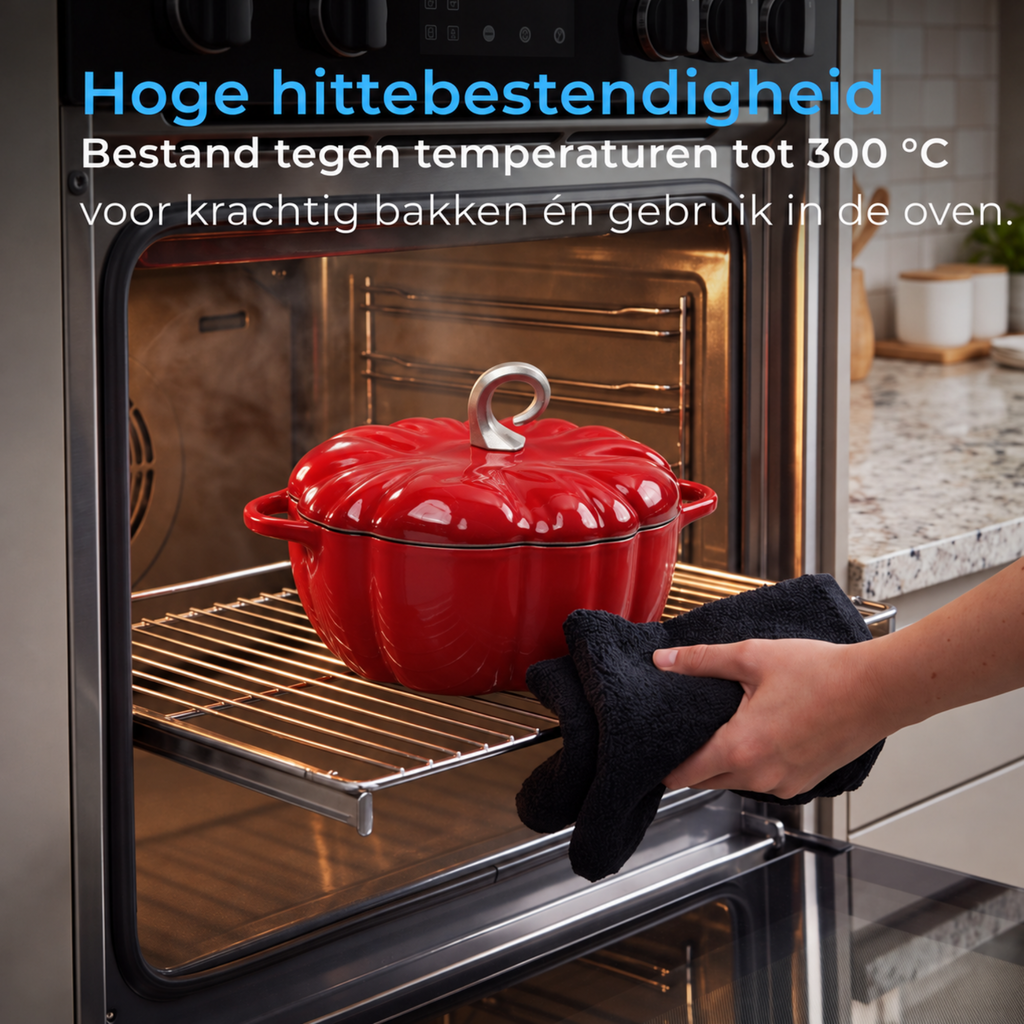 Pompoenvormige Gietijzeren Braadpan rood