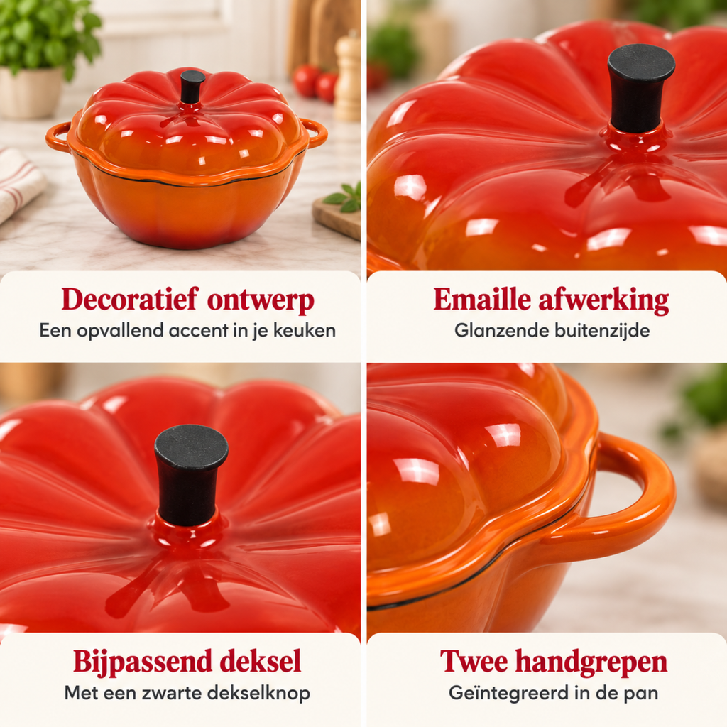 Geëmailleerde Gietijzeren Braadpan Oranje