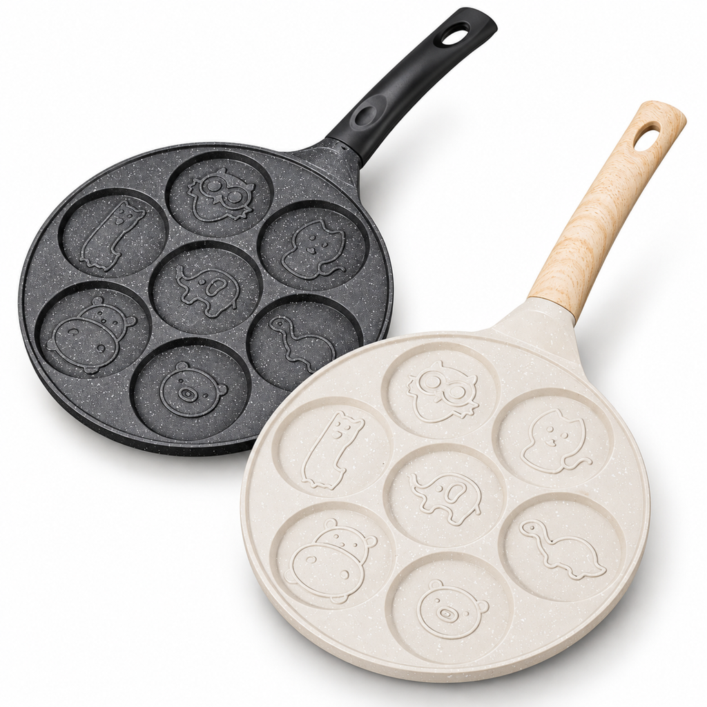 Dierenpannenkoekenpan met Anti-aanbaklaag – Ontbijtspan - 7-Vaks