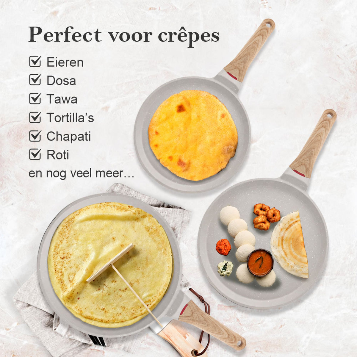 Crêpespan met Temperatuurindicator – Antiaanbaklaag