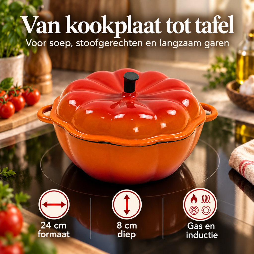 Geëmailleerde Gietijzeren Braadpan Oranje