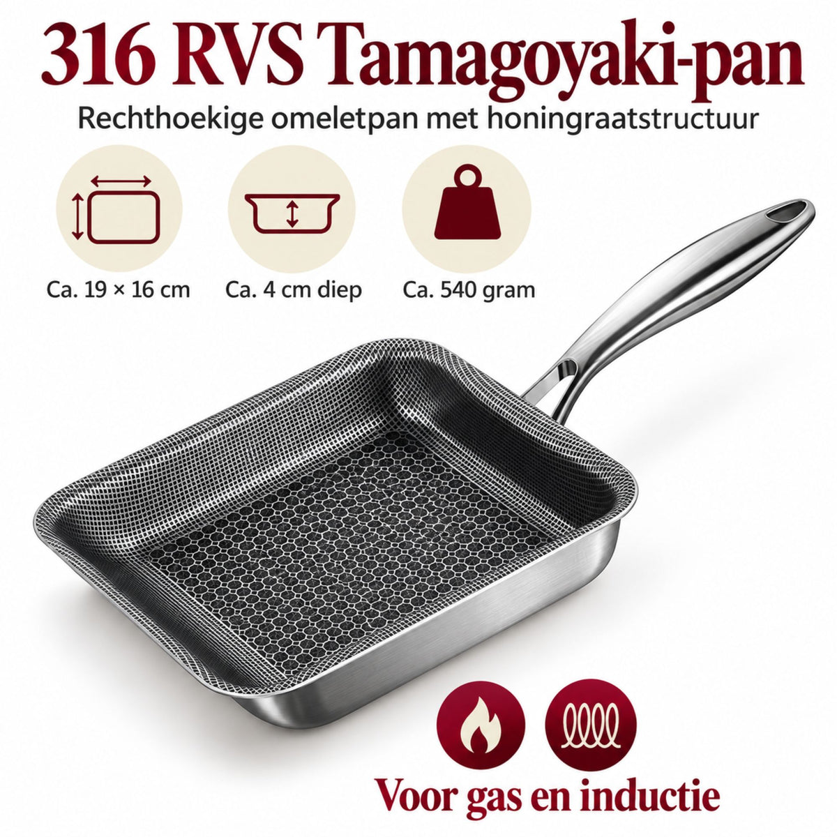 Japanse Tamagoyaki-Pan – Verdiepte Rechthoekige Omeletpan