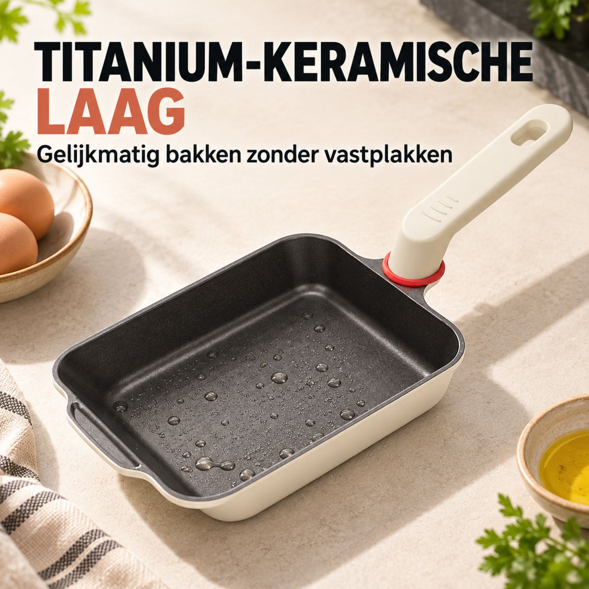 Titanium-Keramische Tamagoyakipan – Rechthoekige Japanse Omeletpan