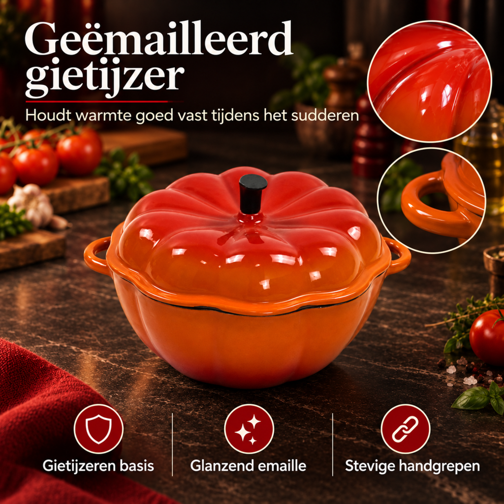 Geëmailleerde Gietijzeren Braadpan Oranje