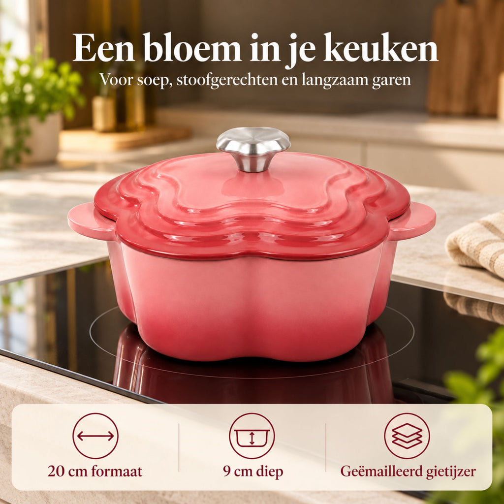 Bloemvormige Braadpan van Geëmailleerd Gietijzer