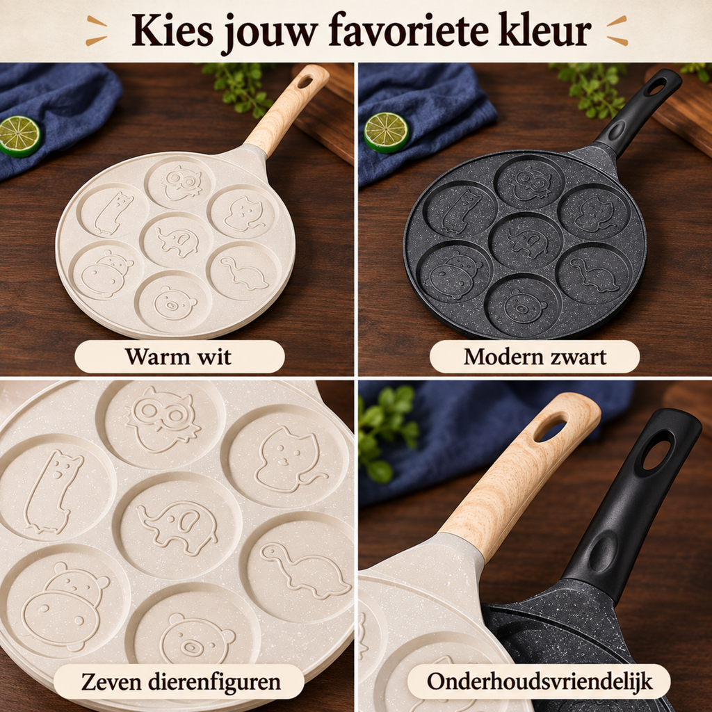 Dierenpannenkoekenpan met Anti-aanbaklaag – Ontbijtspan - 7-Vaks