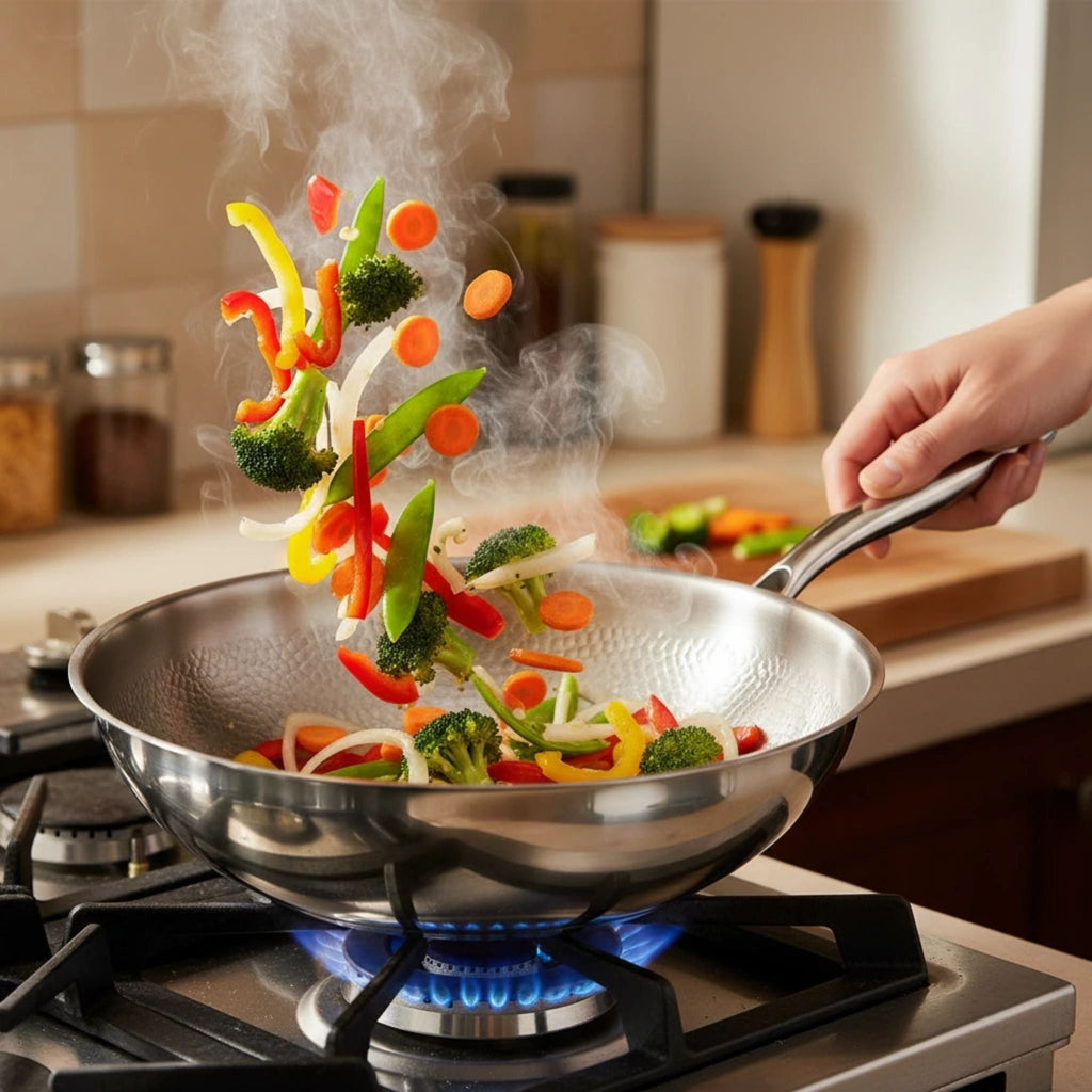 TEN® Gehamerde Titanium Wokpan - Tenkitchen.store