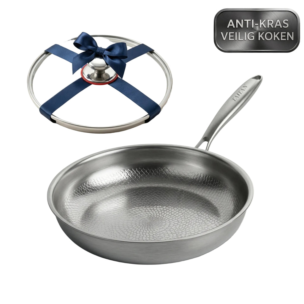 TEN® Gehamerde Titanium  Pan + Deksel - Tenkitchen.store