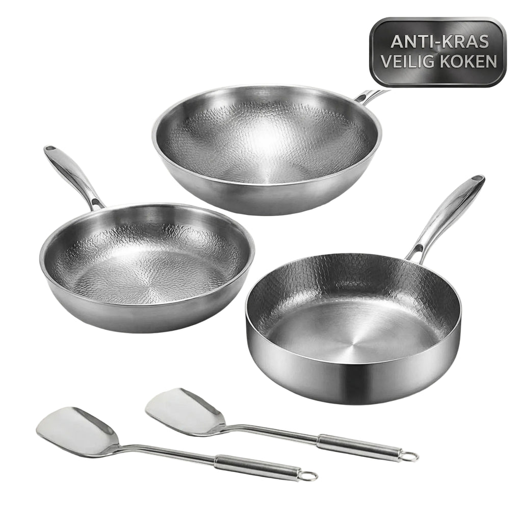 TEN® Gehamerde Titanium Kookgerei Set Pro - Tenkitchen.store